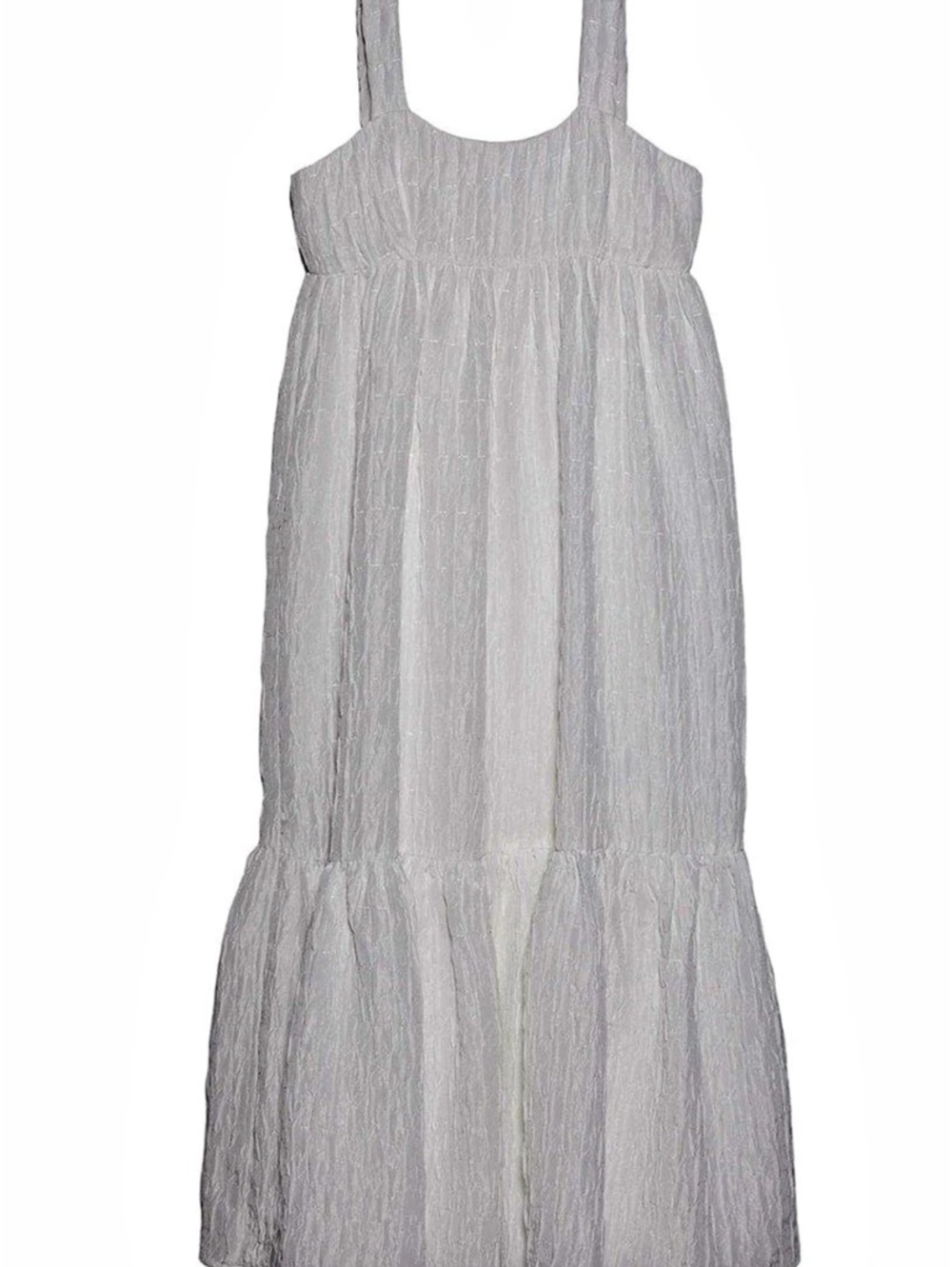 NWT Zara Voluminous Textured Weave Dress TRF White Maxi Dress